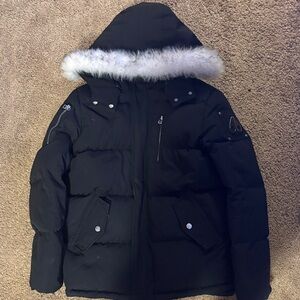 Moose Knuckles Black Jacket with Hockey Embroidery